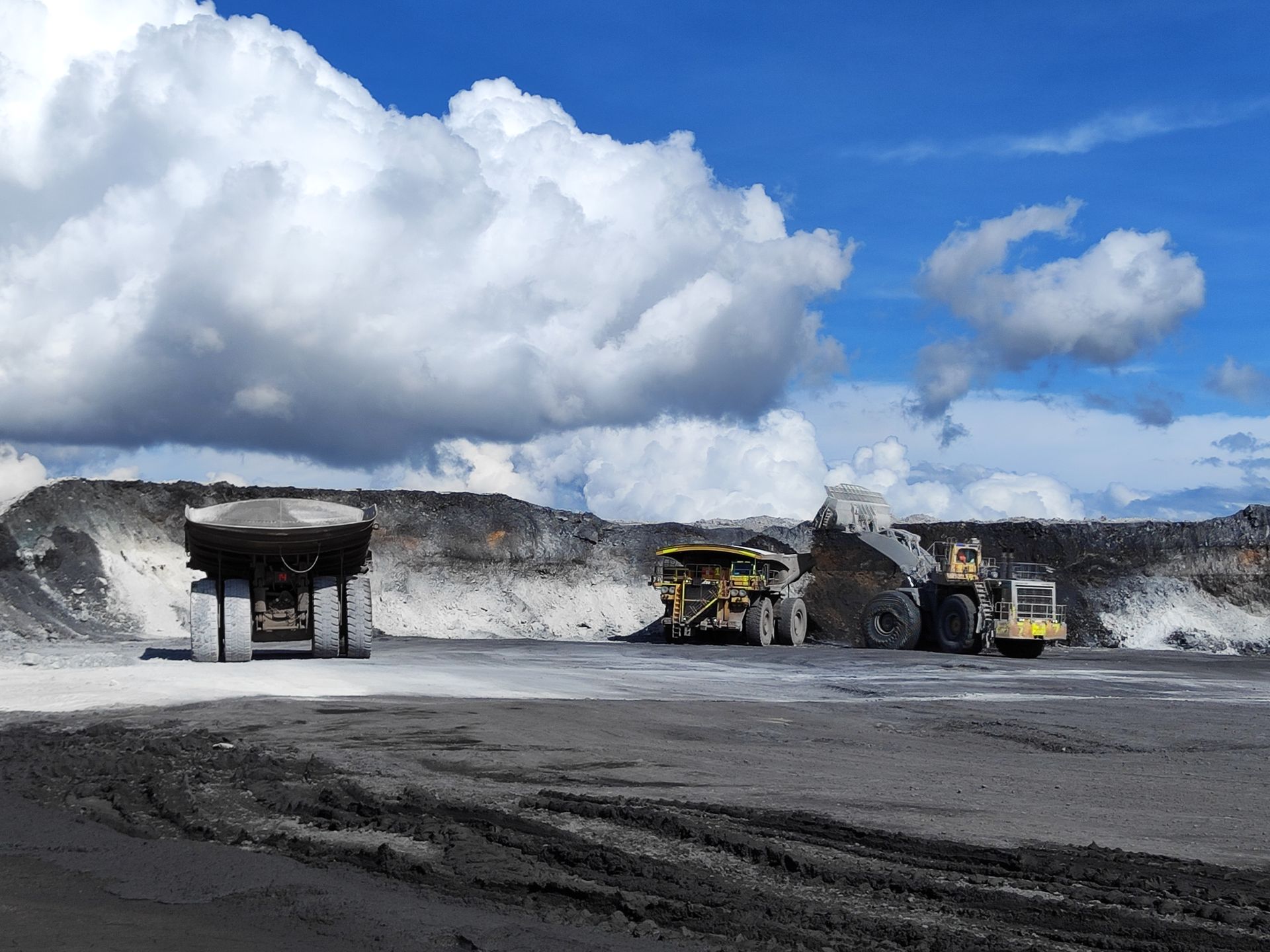 Heavy excavation machinery in an open-pit mine