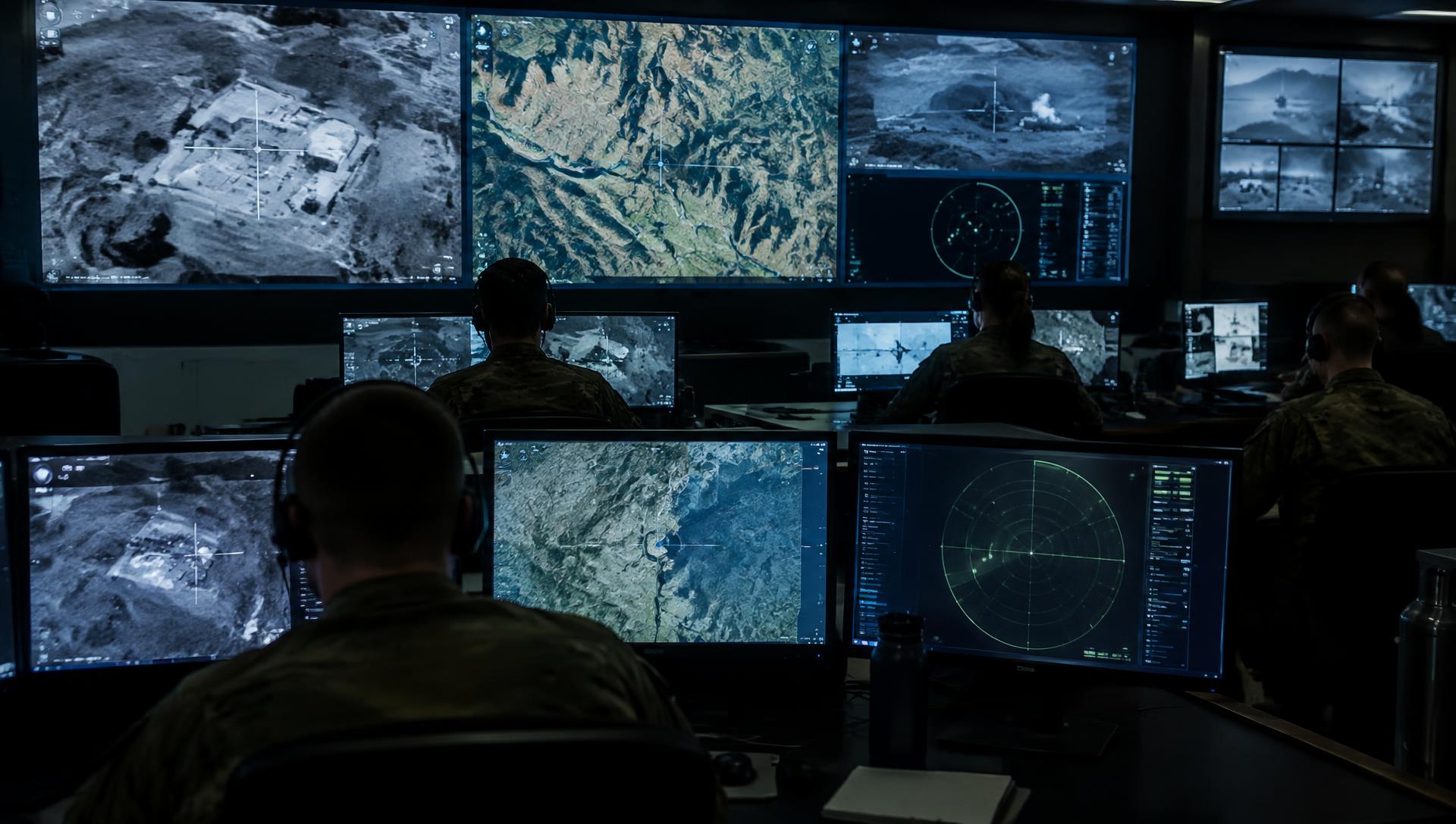 Command centre with multiple monitoring displays