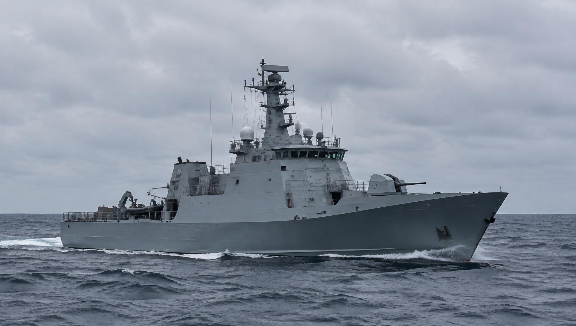 Naval patrol vessel underway at sea